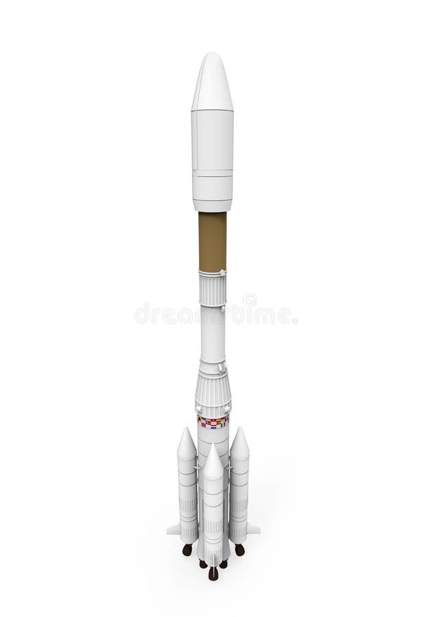 Ariane Space Rocket on white background. 3D render