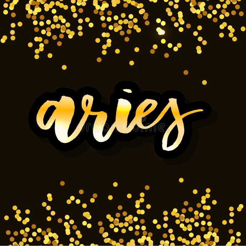 Aries Lettering Calligraphy Brush Text Horoscope Zodiac Sign ...