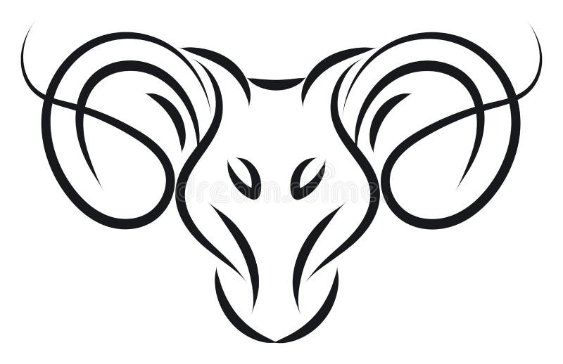 Aries Sign Tattoo Illustration Color Vector Stock Vector - Illustration ...