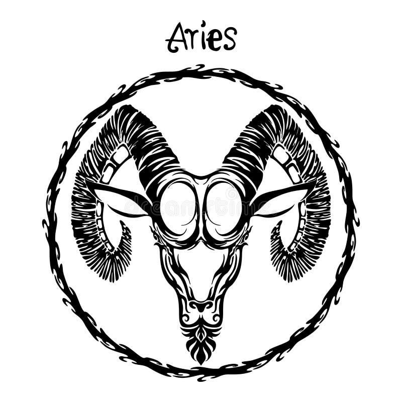 Aries Zodiac Sign Design Form Illustration Doodle Drawing Tattoo And  Freehand Typography Style Stock Illustration - Illustration Of  Constellation, Ethnic: 206899621