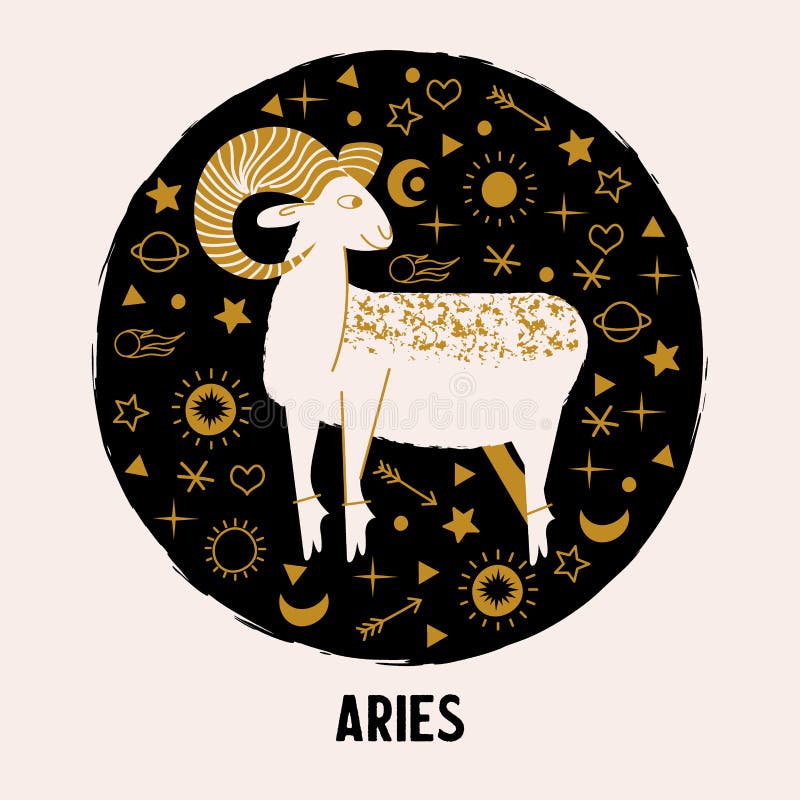 Aries Zodiac Sign. Horoscope and Astrology. Vector Illustration in a Flat  Style Stock Vector - Illustration of destiny, animal: 195407953