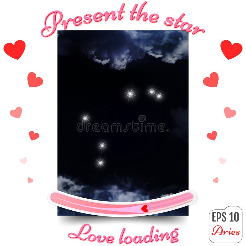 Aries Zodiac sign. Aries Horoscope constellation, stars. Present royalty free illustration Aries Zodiac sign. Aries Horoscope constellation, stars. Present royalty free illustration