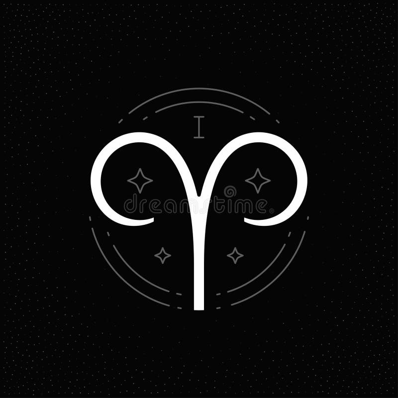 Aries Zodiac Symbol Horoscope Astrology Esoteric Line Art Vintage Logo ...