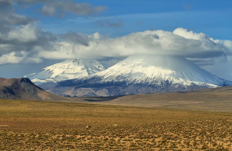 Parinacota and Pomerape Viewed from Stock Image - Image of capped, high ...