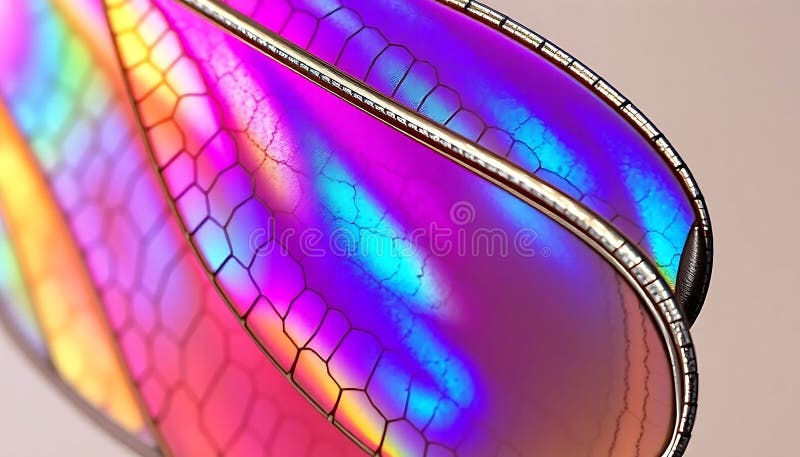 Aripă de insecte irizată : Detalii macrocomandă și culori. AI Stock Photo Generative vector illustration