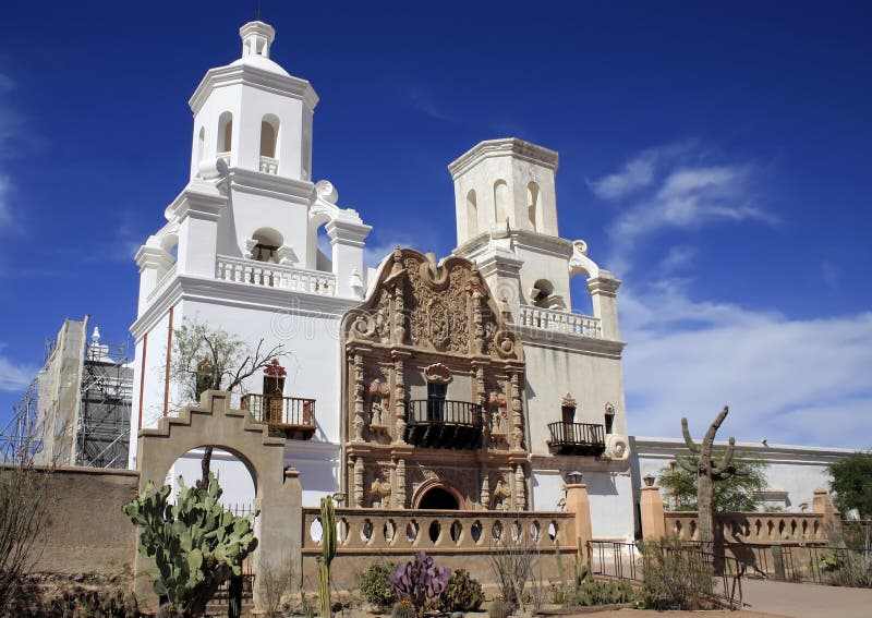 Arizona's San Xavier Del Bac Spanish Mission Stock Image Image of