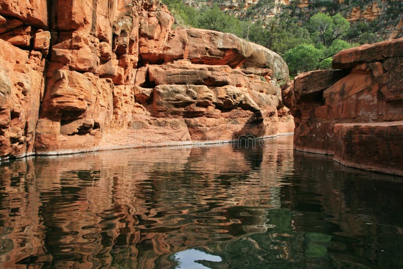 red rock swimming hole in Arizona with sandstone cliffs. red rock swimming hole in Arizona with sandstone cliffs