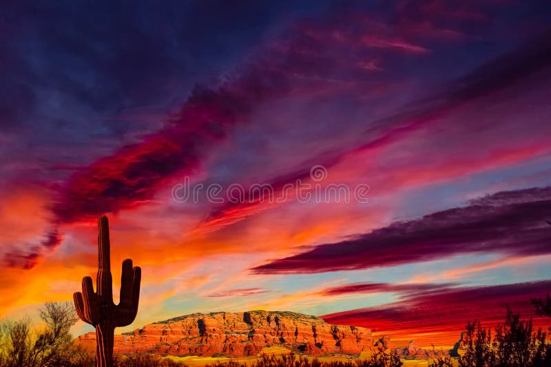 Arizona zmierzch wszystkie kolory tęcza i widok Coconino katedry góry obraz stock Arizona zmierzch wszystkie kolory tęcza i widok Coconino katedry góry obraz stock