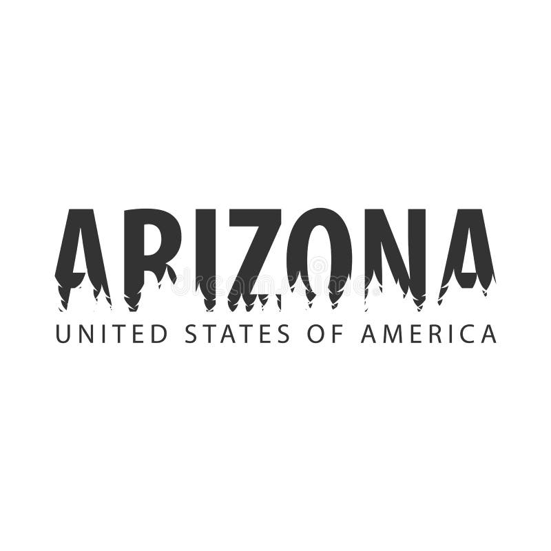 arizonan USA ameryki stany zjednoczone Tekst lub etykietki z sylwetką las royalty ilustracja arizonan USA ameryki stany zjednoczone Tekst lub etykietki z sylwetką las royalty ilustracja