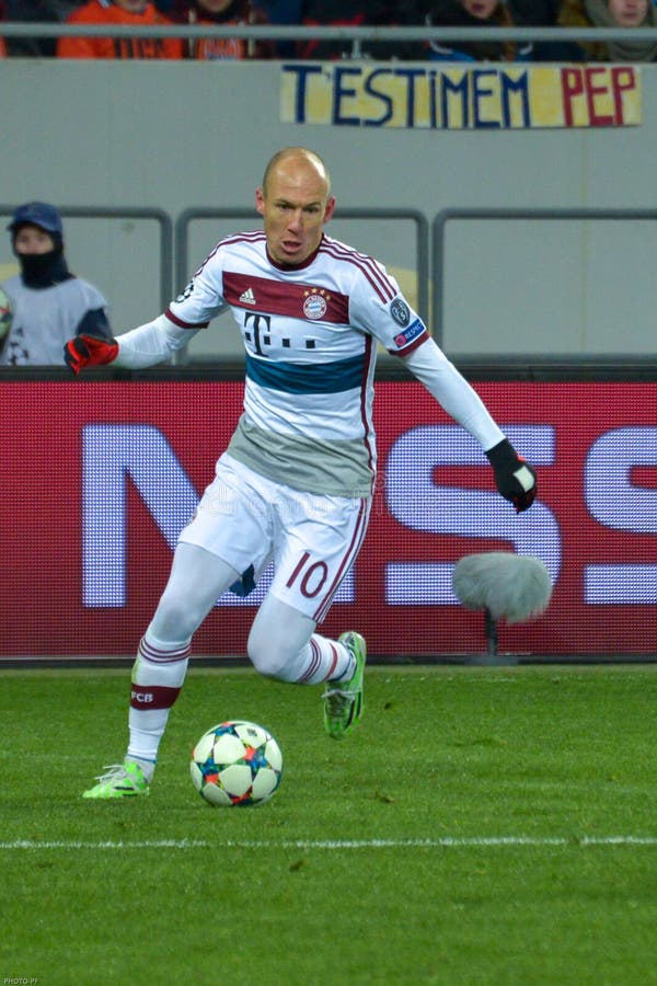 Arjen robben Dopasowanie między FC Shakhtar vs FC Bayern mistrz ligii obrazy royalty free