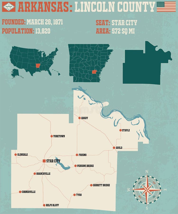 Arkansas Lincoln County Map Stock Illustrations 17 Arkansas Lincoln