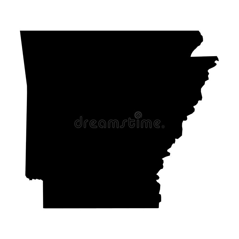 Arkansas, state of USA - solid black silhouette map of country area. Simple flat vector illustration. Arkansas, state of USA - solid black silhouette map of country area. Simple flat vector illustration.