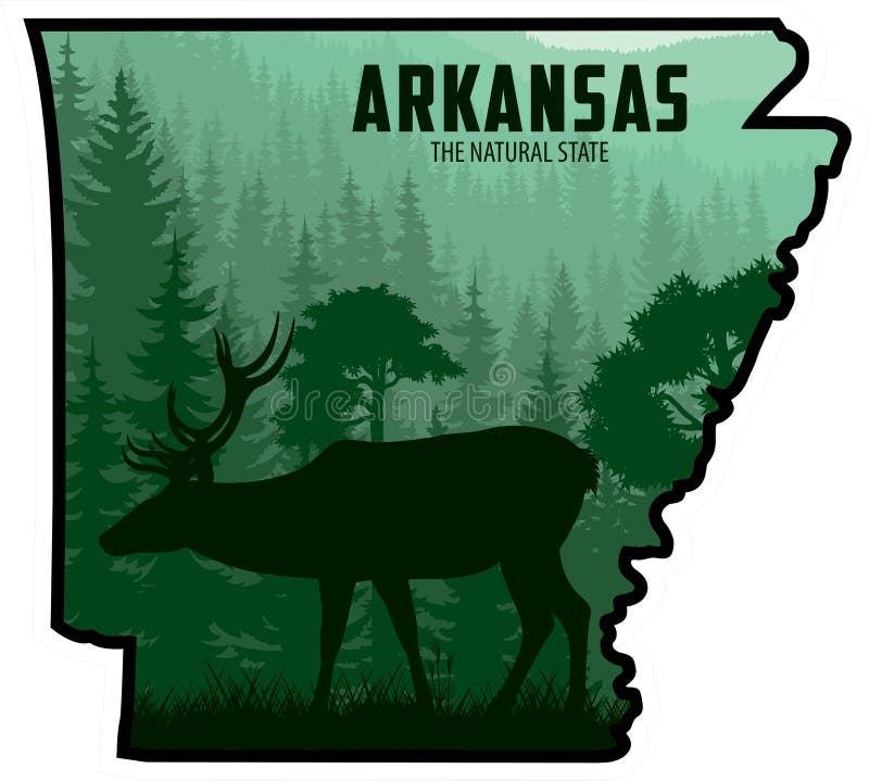 Arkansas vector sticker design with white-tailed deer stock illustration