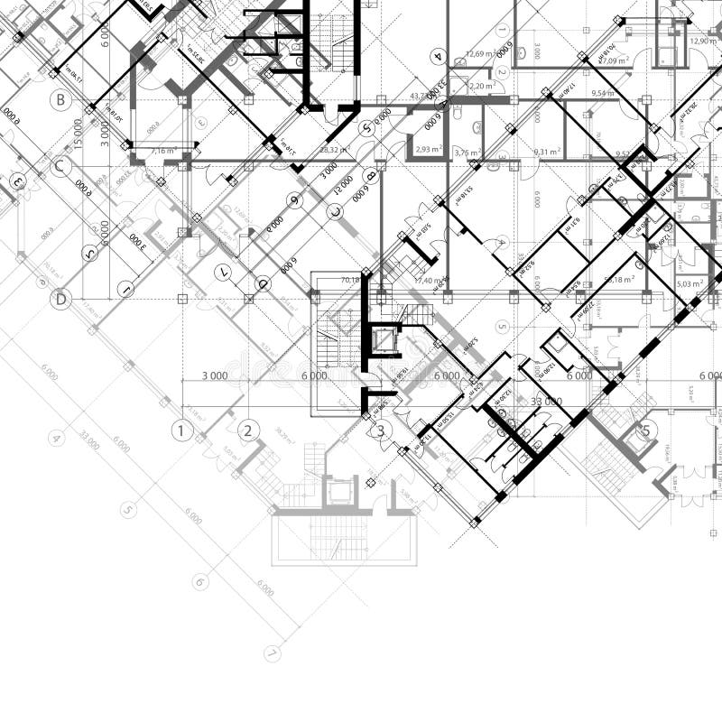 Architectural vector black and white background with plans of building. Architectural vector black and white background with plans of building