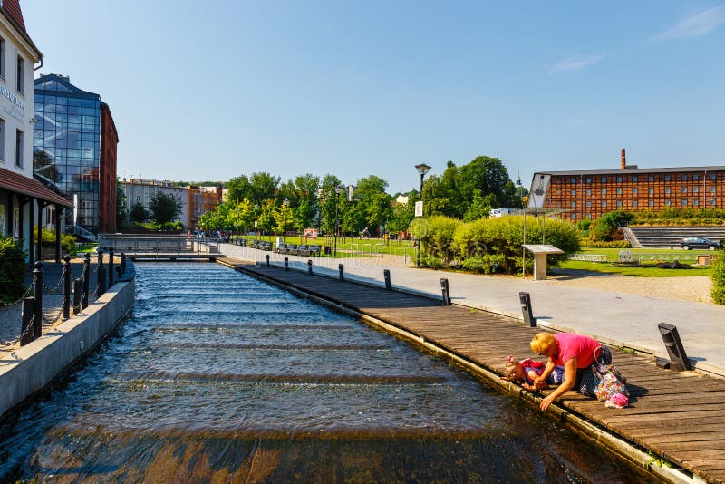 Arkitektur av Mill ön i den Bydgoszcz staden på den Brda floden, Polen arkivfoto Arkitektur av Mill ön i den Bydgoszcz staden på den Brda floden, Polen arkivfoto