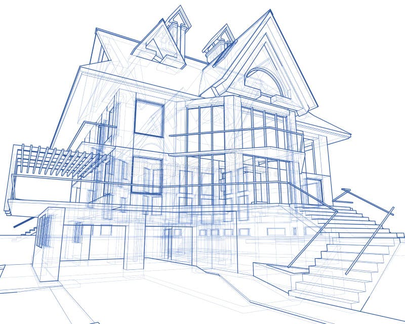 Arkitekturritninghus royaltyfri illustrationer