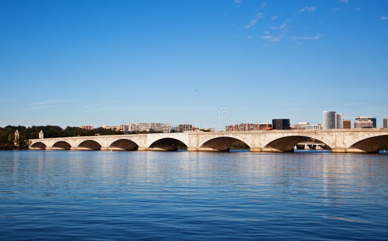 Memorial Bridge and Arlington VA viewed from across the Potomac River. Memorial Bridge and Arlington VA viewed from across the Potomac River