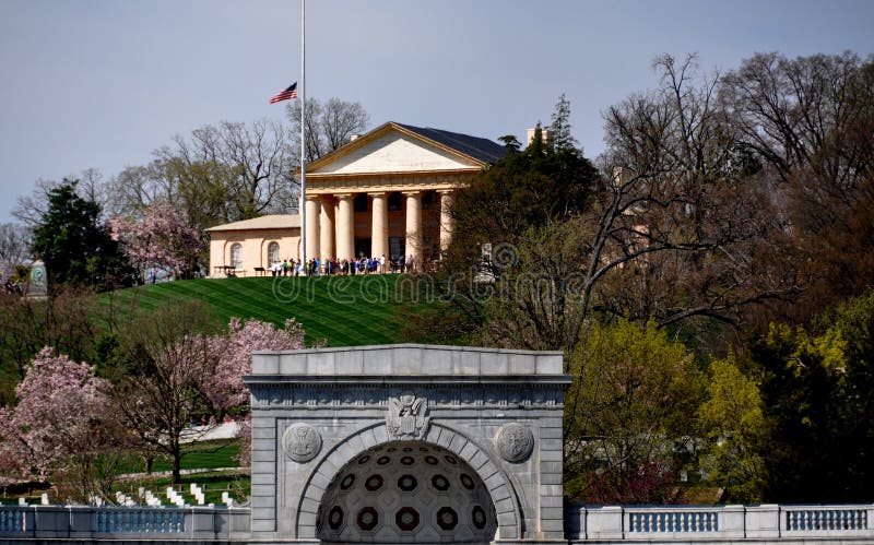 Arlington, Virginia: Arlington House, the former home of General Robert E. Lee, atop a hill in Arlington National Cemetery. Arlington, Virginia: Arlington House, the former home of General Robert E. Lee, atop a hill in Arlington National Cemetery.