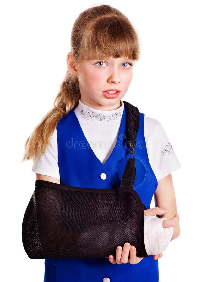 Child with broken arm. Isolated. Child with broken arm. Isolated.