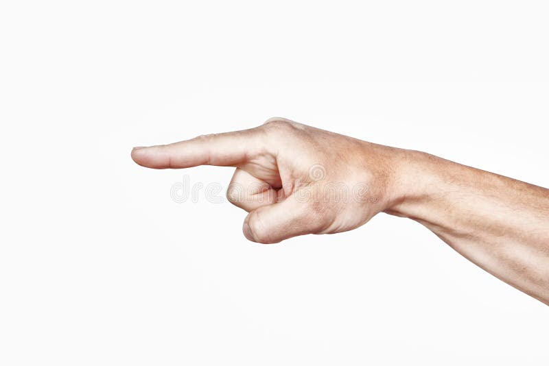 Arm and index finger on a white background. Finger point down stock images, royalty-free photos and pictures