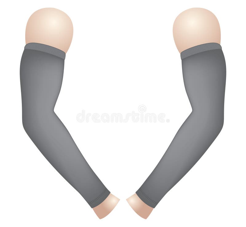 Gray Arm Sleeve UV Protection for Template on White Background Stock
