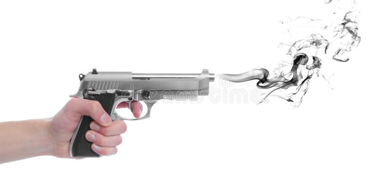 Arma de la pistola con humo foto de archivo libre de regalías Arma de la pistola con humo foto de archivo libre de regalías