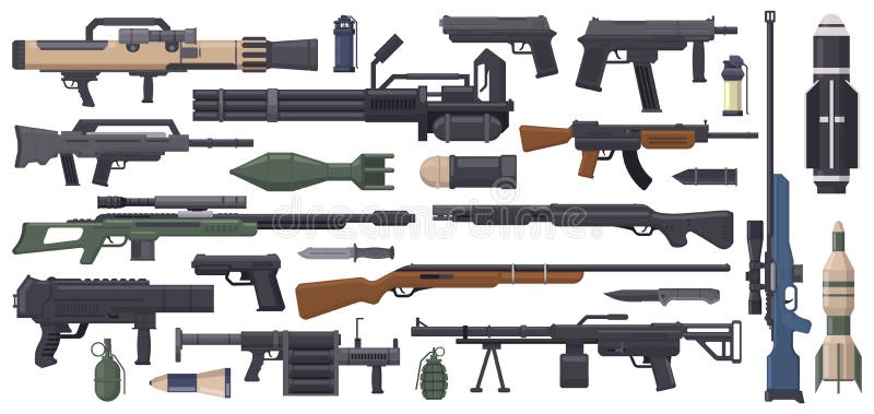 Vetores de Diferentes Armas Futuristas Disparando Armas Para Jogos
