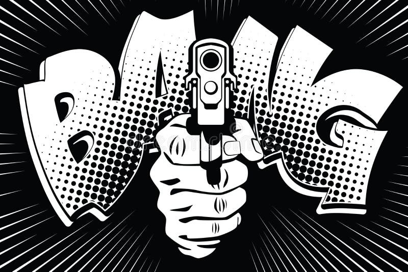 Arma à disposição ao estilo do pop art ilustração royalty free Arma à disposição ao estilo do pop art ilustração royalty free