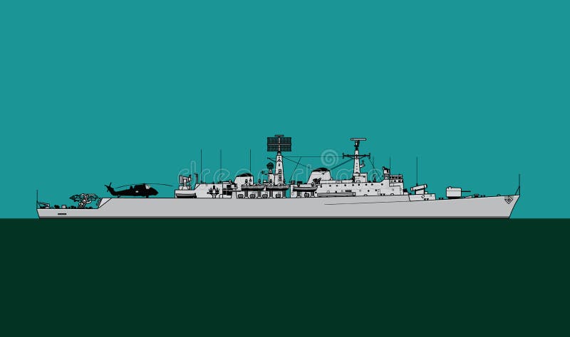 Armada Real Destructor de misiles guiados de clase condado Buque de escolta naval libre illustration