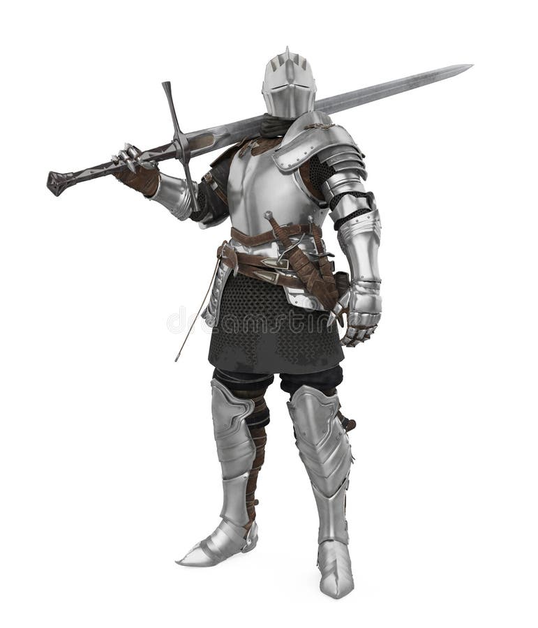 Armadura de caballero medieval aislada en fondo blanco 3d renderizado