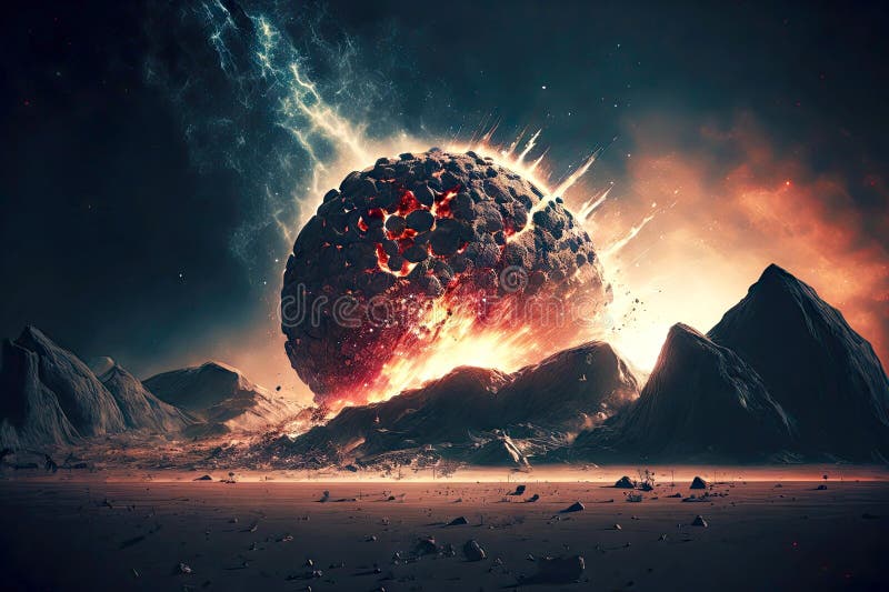 Armageddon on after Huge Strong Explosion of Meteorite in