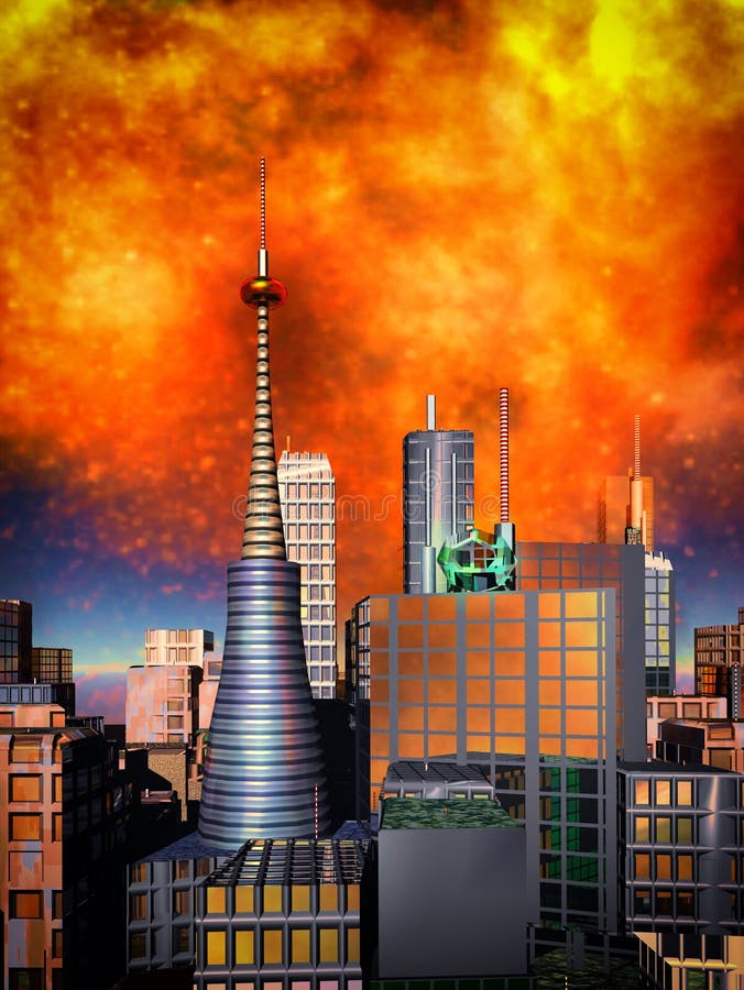 Armageddon in New York stock illustration. Illustration of building
