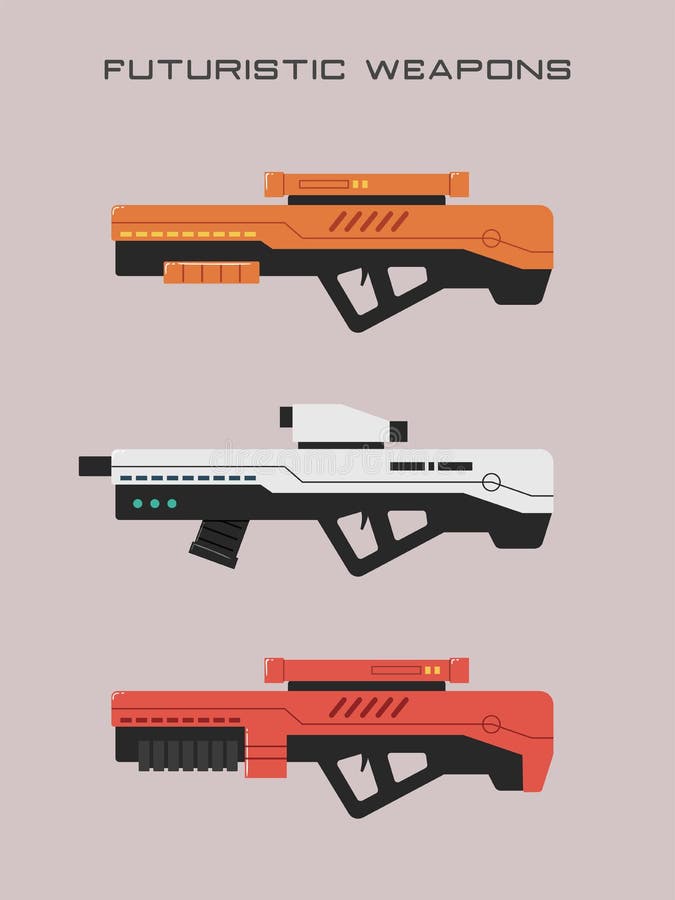 Armas Futuristas Para Jogos. Armas Laser Do Futuro. Blasters Espaciais.  Pistolas Futuristas Espingardas De Assalto Ilustração do Vetor - Ilustração  de injetor, elemento: 271398966