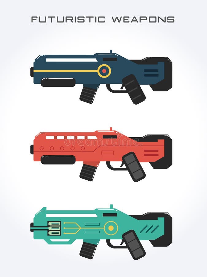 Armas Futuristas Para Jogos. Armas Laser Do Futuro. Blasters Espaciais.  Pistolas Futuristas Espingardas De Assalto Ilustração do Vetor - Ilustração  de injetor, elemento: 271398966