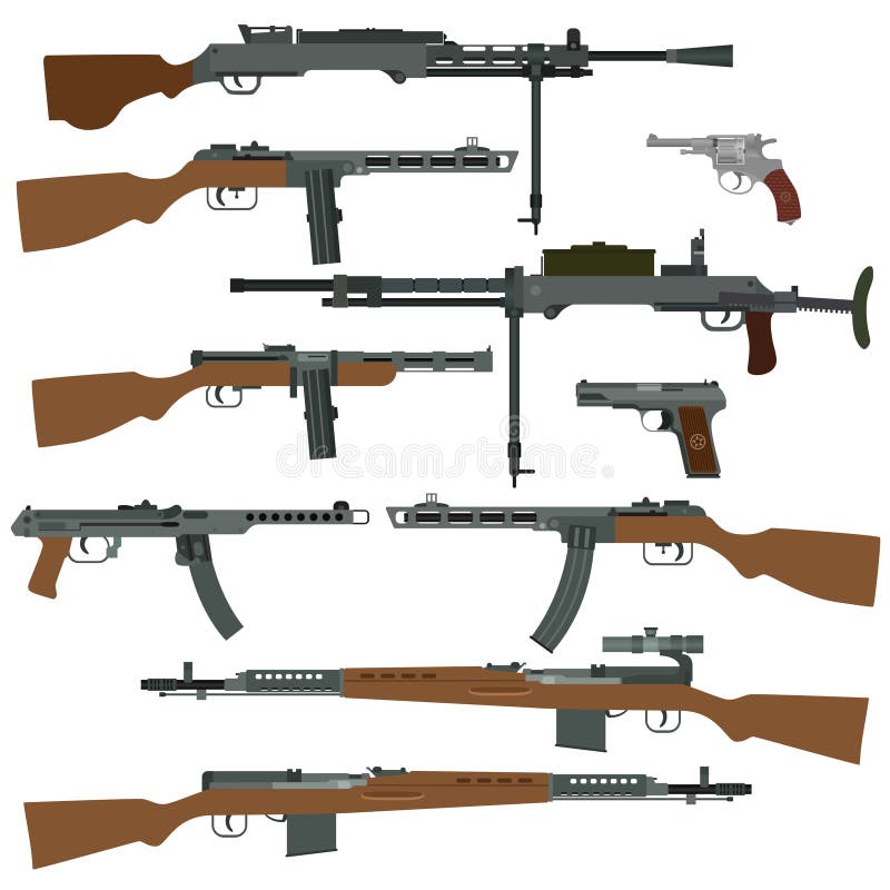 Armas Soviéticas De La Segunda Guerra Mundial Ilustración del Vector -  Ilustración de sindicato, pistola: 95488659