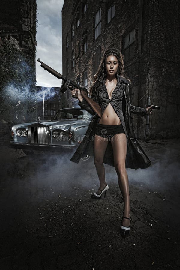 Portrait of female hired gun - fantasy scenario. Portrait of female hired gun - fantasy scenario