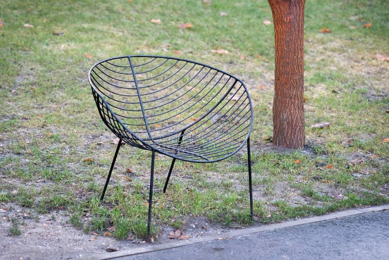 Armchair Made Of Metal Bars In A City Park Stock Image Image Of