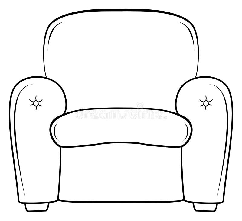 Armchair outline doodle icon. Seat vector sketch illustration. Coloring book for children royalty free illustration Armchair outline doodle icon. Seat vector sketch illustration. Coloring book for children royalty free illustration