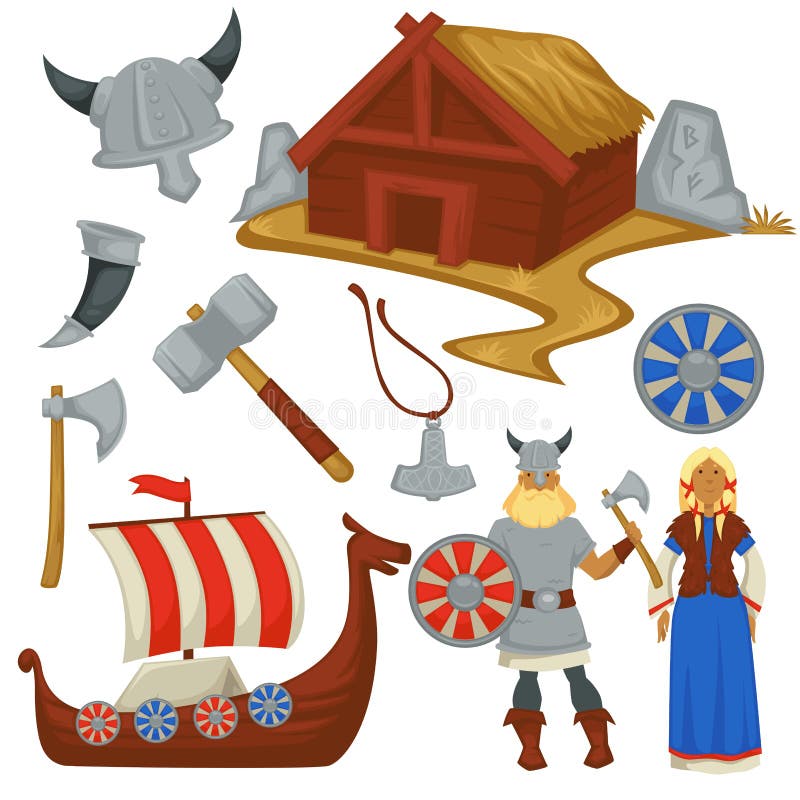 Arme d'histoire et de culture de Viking et homme et femme de bateau