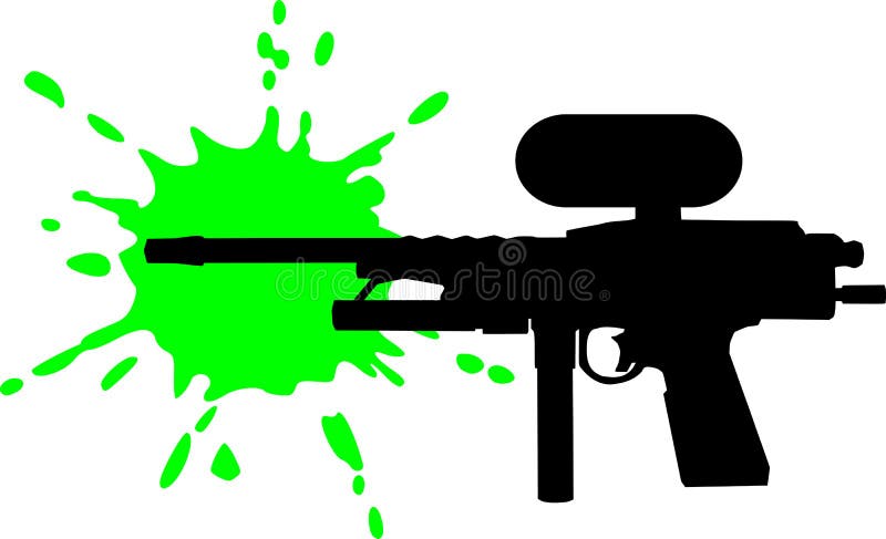 Arme à feu de Paintball avec l'éclaboussure verte illustration libre de droits Arme à feu de Paintball avec l'éclaboussure verte illustration libre de droits