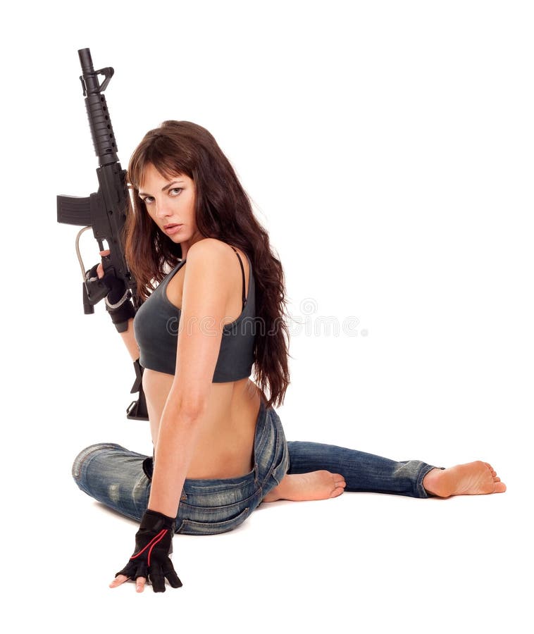 Armed girl posing