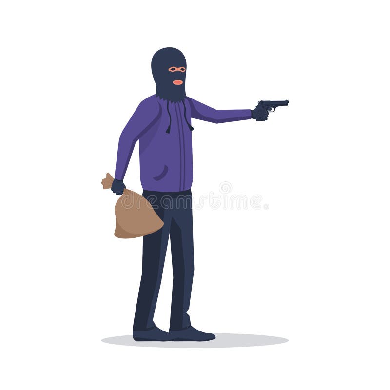 Robber In A Mask And With Money Bag Stock Vector - Illustration of ...