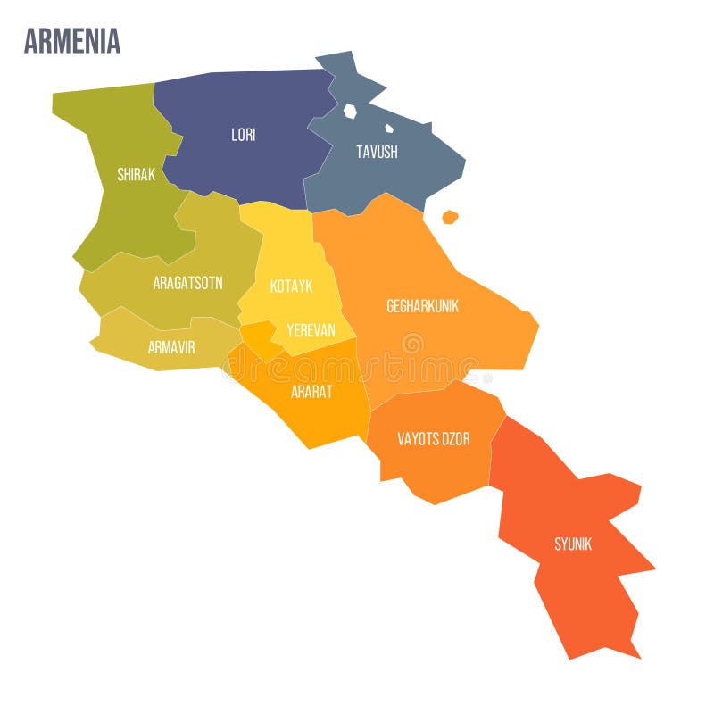 Armenia Political Map stock vector. Illustration of abovyan - 103857537