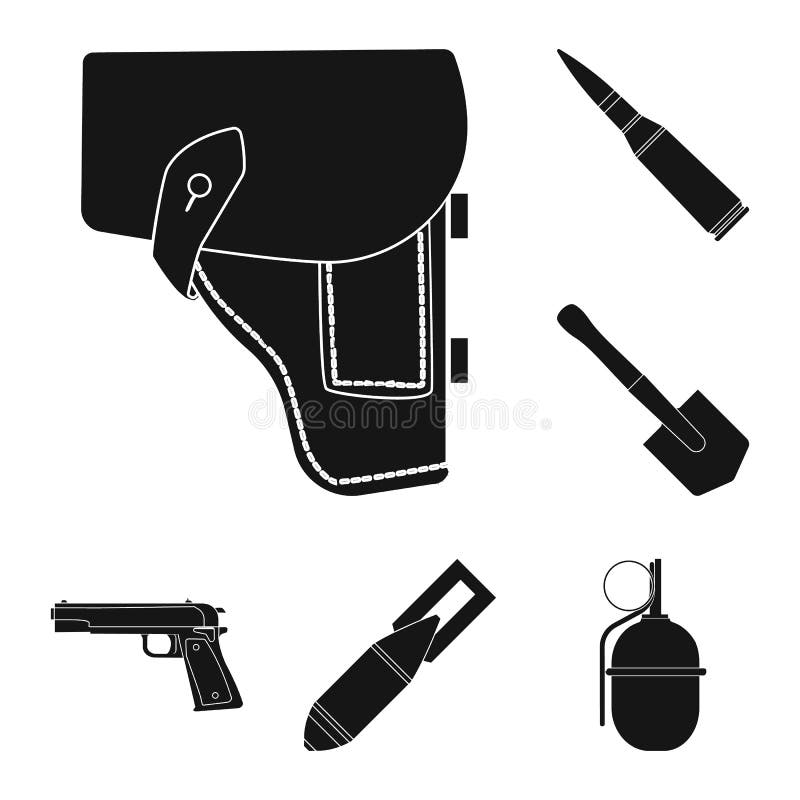 Army and Armament Black Icons in Set Collection for Design. Weapons and ...