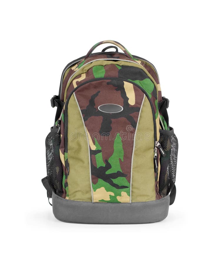 Military or Hiking Backpack Outline Vector Illustr Stock Vector