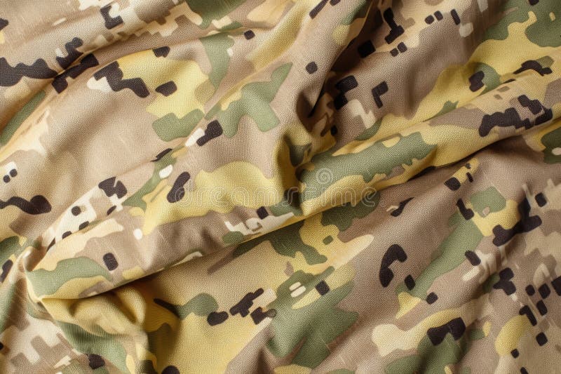 Army camouflage bedding shot in detail stock images