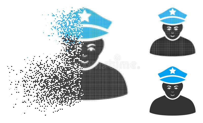 Destructed Pixel Halftone Army General Icon with Face royalty free illustration