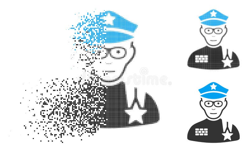 Damaged Pixelated Halftone Army General Icon with Face stock illustration