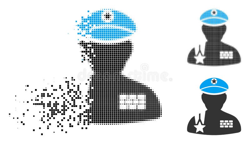 Destructed Pixel Halftone Army General Icon royalty free illustration