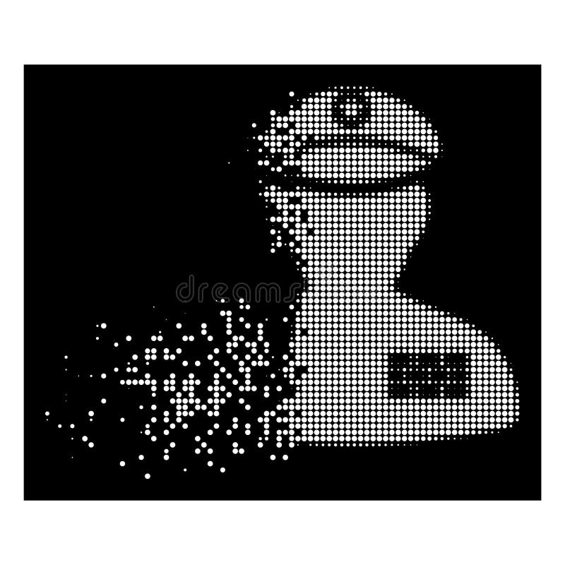 White Dissolved Dot Halftone Army General Icon vector illustration